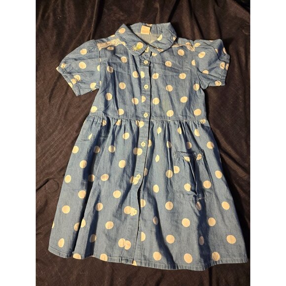Boutique girls Dress Cool Beans Blue Polka Dot Size 4/5 - Picture 1 of 2